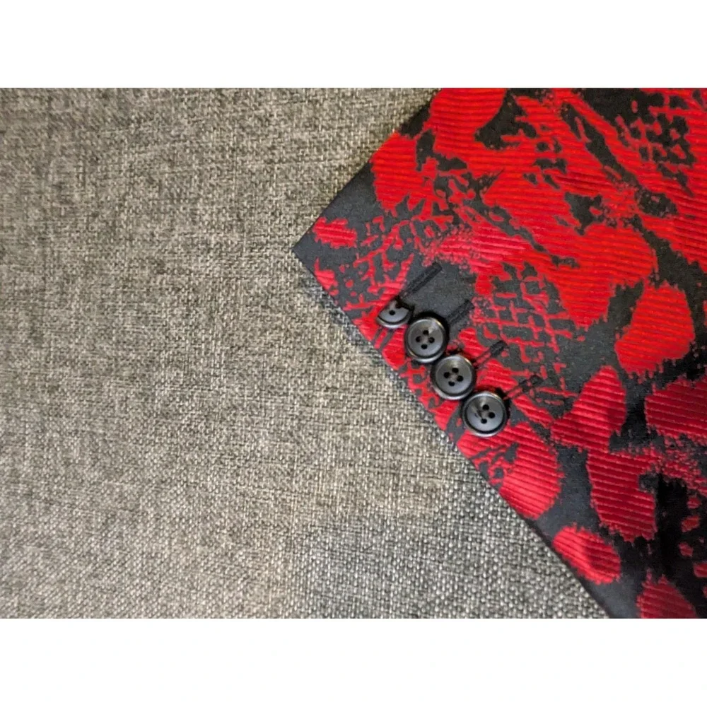 INC International Concepts Red Floral Abstract Blazer Jacket Suit Men's 3XL NWT